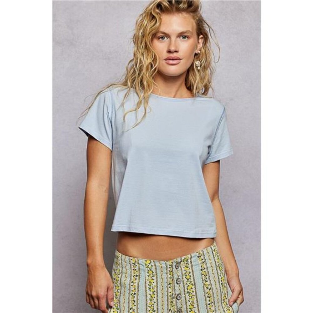 POL Contrast‎ Stitching Round Neck Short Sleeve T-Shirt